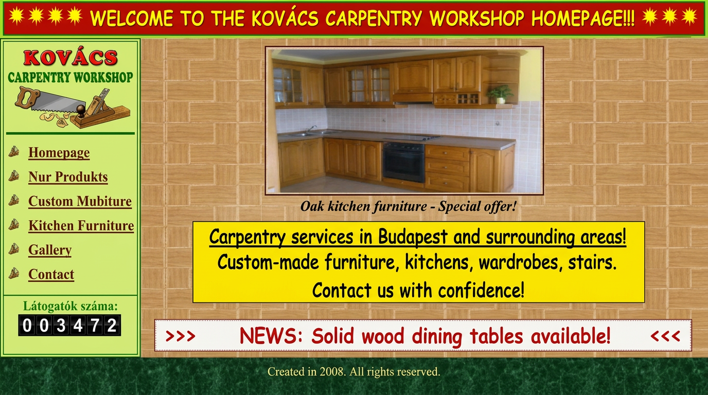 Old, outdated website